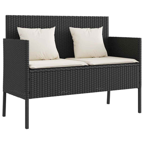 Vidaxl tuinbank met kussens poly rattan zwart