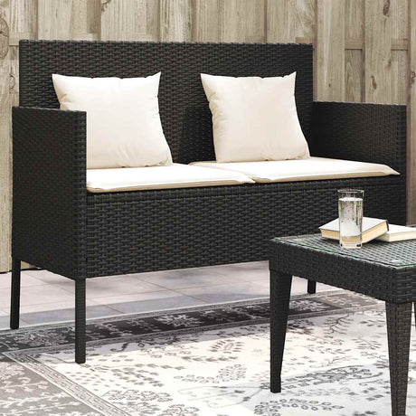 Vidaxl tuinbank met kussens poly rattan zwart