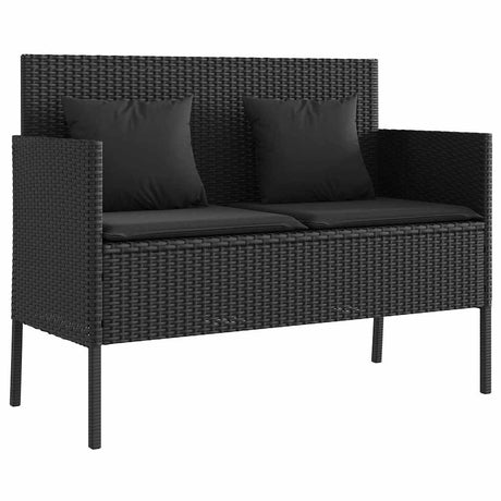 Vidaxl tuinbank met kussens poly rattan zwart
