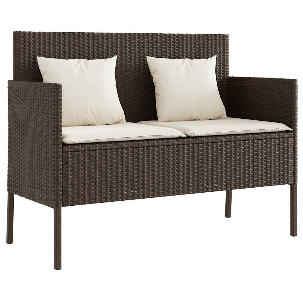 Vidaxl tuinbank met kussens poly rattan bruin