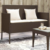 Vidaxl tuinbank met kussens poly rattan bruin