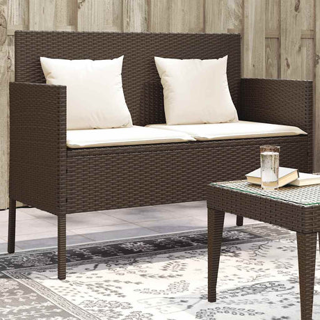 Vidaxl tuinbank met kussens poly rattan bruin