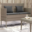 Vidaxl tuinbank met kussens poly rattan grijs