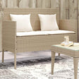 Vidaxl tuinbank met kussens poly rattan beige
