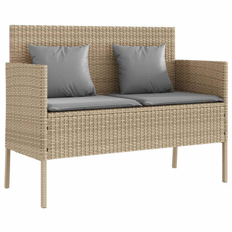 Vidaxl tuinbank met kussens poly rattan beige