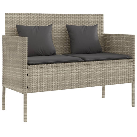 Vidaxl tuinbank met kussens poly rattan lichtgrijs