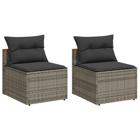 Vidaxl tuinbanken 2 st zonder armleuning met kussens poly rattan grijs