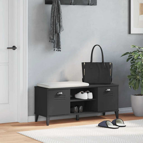 Ławka na buty VidaXL Viking 106x35x45 cm wykończona drewnem w kolorze czarnym