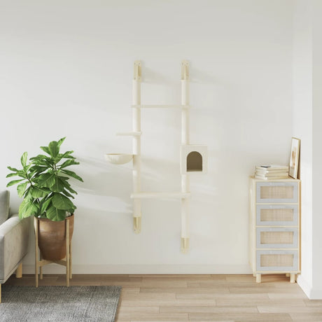 Wiszący mebel dla kota Vidaxl z drapakiem 180 cm w kolorze kremowym