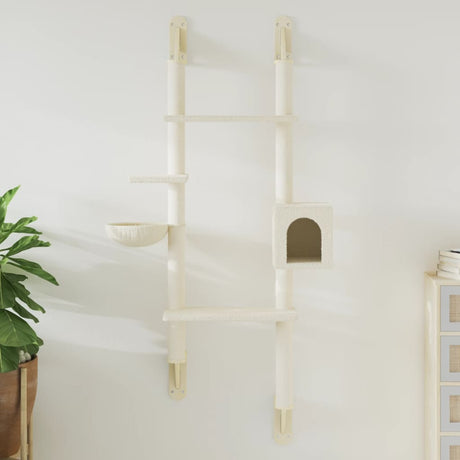 Wiszący mebel dla kota Vidaxl z drapakiem 180 cm w kolorze kremowym