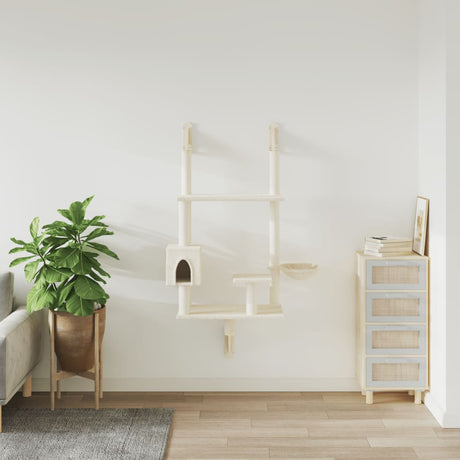 Wiszący mebel dla kota Vidaxl z drapakiem 153 cm w kolorze kremowym