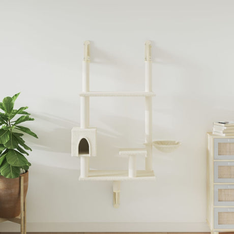 Wiszący mebel dla kota Vidaxl z drapakiem 153 cm w kolorze kremowym