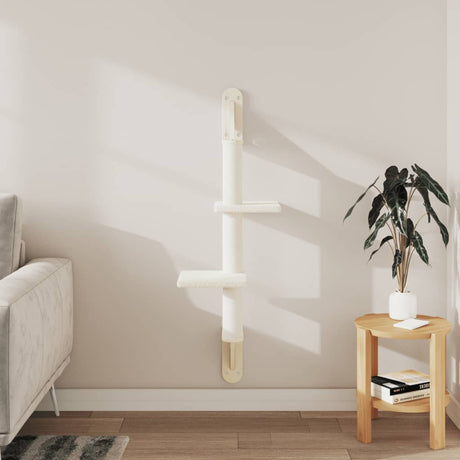 VidaXL Wiszący mebel dla kota z drapakiem 108 cm w kolorze kremowym