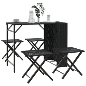 Vidaxl 5-delige tuinset inklapbaar poly rattan zwart