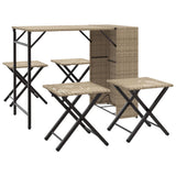 Vidaxl 5-delige tuinset inklapbaar poly rattan beige