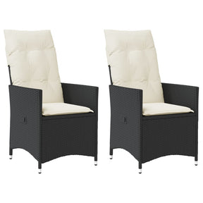 Vidaxl tuinstoelen 2 st verstelbaar met kussens poly rattan zwart