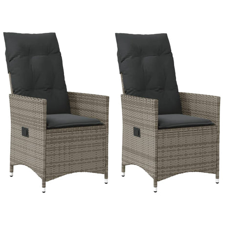 Vidaxl tuinstoelen 2 st verstelbaar met kussens poly rattan grijs