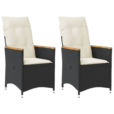 Vidaxl tuinstoelen 2 st verstelbaar met kussens poly rattan zwart