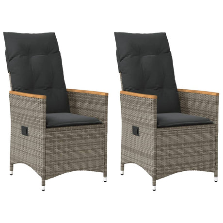 Vidaxl tuinstoelen 2 st verstelbaar met kussens poly rattan grijs