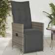 Vidaxl tuinstoel verstelbaar met kussens poly rattan grijs