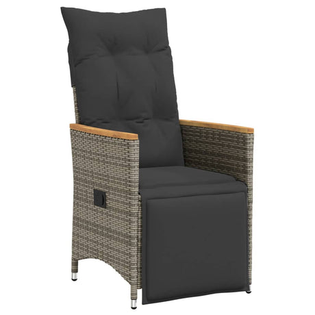 Vidaxl tuinstoel verstelbaar met kussens poly rattan grijs