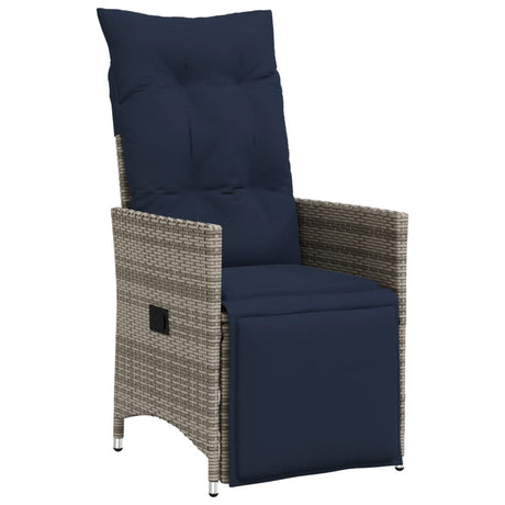 Vidaxl tuinstoelen 2 st verstelbaar met kussens poly rattan grijs