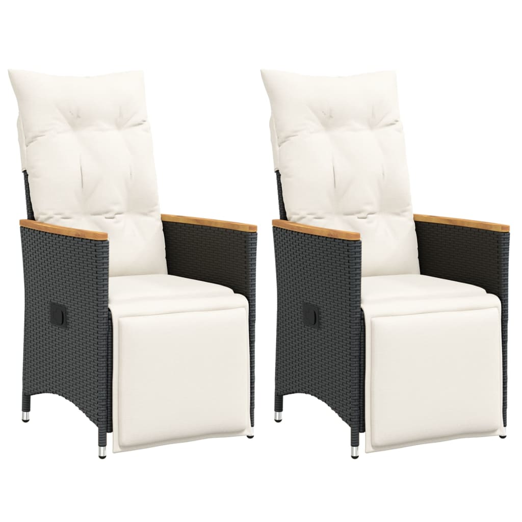 Vidaxl tuinstoelen 2 st verstelbaar met kussens poly rattan zwart