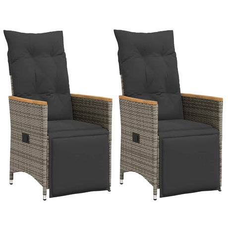 Vidaxl tuinstoelen 2 st verstelbaar met kussens poly rattan grijs
