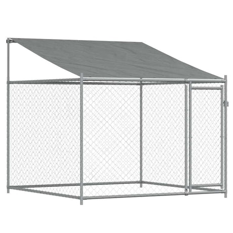 Vidaxxl doghouse with roof and door 2x2x2 m galvanized steel gray