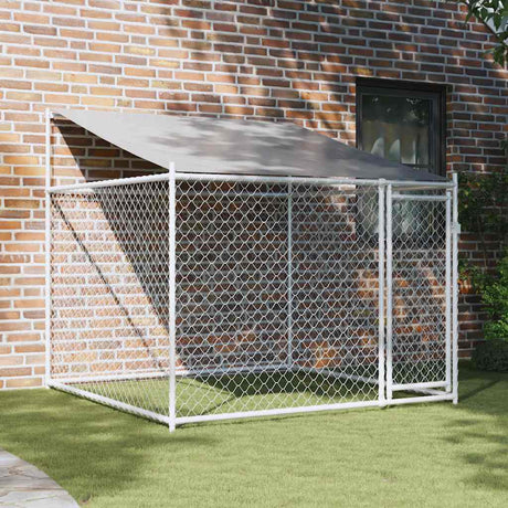 Vidaxxl doghouse with roof and door 2x2x2 m galvanized steel gray