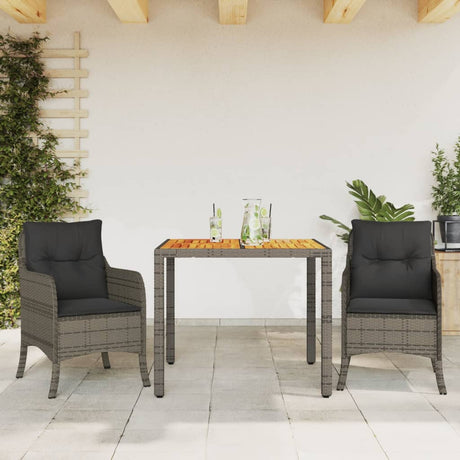 Vidaxl 3-delige tuinset met kussens poly rattan grijs
