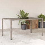 Vidaxl tuintafel met glazen blad 150x90x75 cm poly rattan grijs