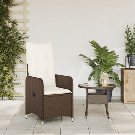 Vidaxl tuinstoel verstelbaar met kussens poly rattan bruin
