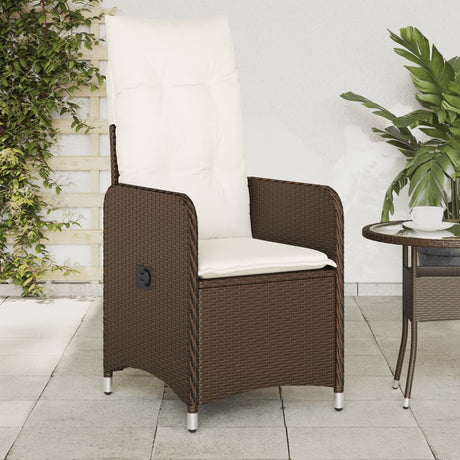Vidaxl tuinstoel verstelbaar met kussens poly rattan bruin