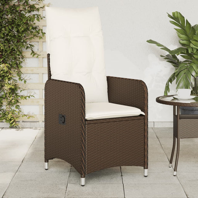 Vidaxl tuinstoel verstelbaar met kussens poly rattan bruin