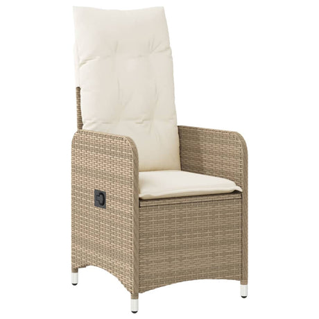 Vidaxl tuinstoel verstelbaar met kussens poly rattan beige