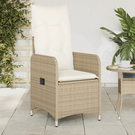 Vidaxl tuinstoel verstelbaar met kussens poly rattan beige