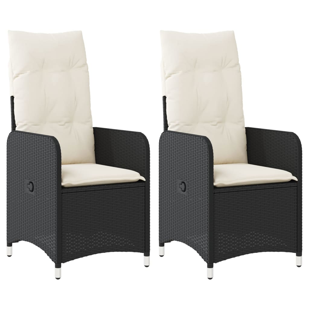 Vidaxl tuinstoelen 2 st verstelbaar met kussens poly rattan zwart