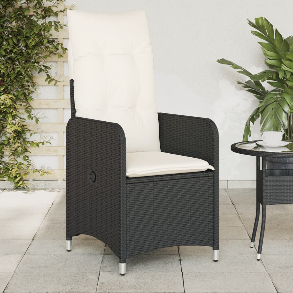 Vidaxl tuinstoelen 2 st verstelbaar met kussens poly rattan zwart