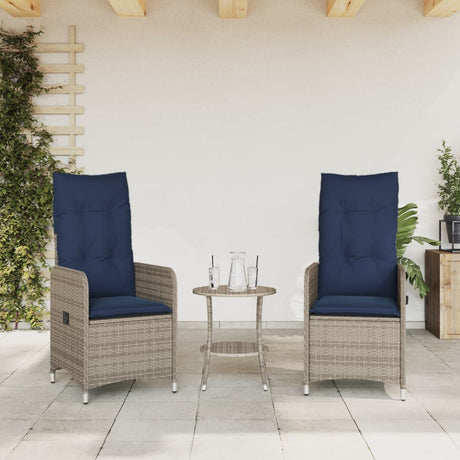 Vidaxl tuinstoelen 2 st verstelbaar met kussens poly rattan grijs