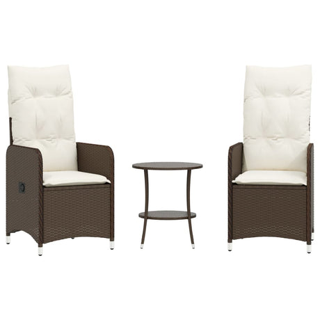 Vidaxl tuinstoelen 2 st verstelbaar met tafel poly rattan bruin