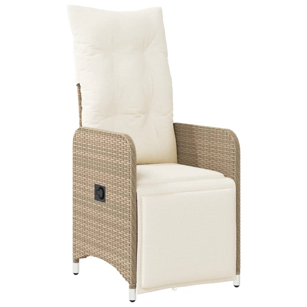 Vidaxl tuinstoel verstelbaar met kussens poly rattan beige