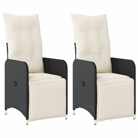 Vidaxl tuinstoelen 2 st verstelbaar met kussens poly rattan zwart