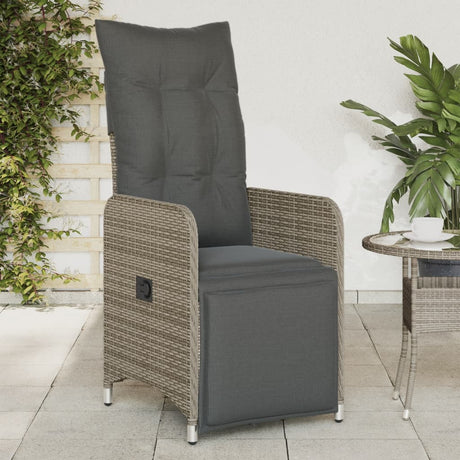 Vidaxl tuinstoelen 2 st verstelbaar met kussens poly rattan grijs