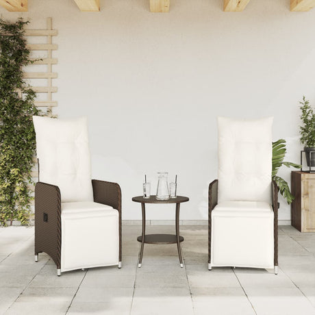 Vidaxl tuinstoelen 2 st verstelbaar met tafel poly rattan bruin