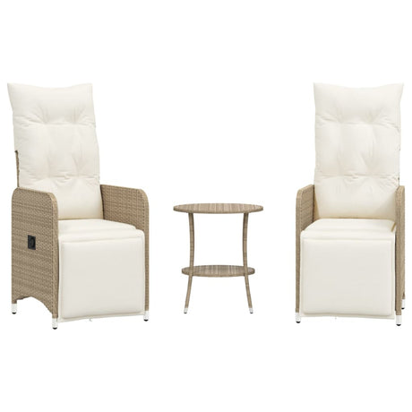 Vidaxl tuinstoelen 2 st verstelbaar met tafel poly rattan beige