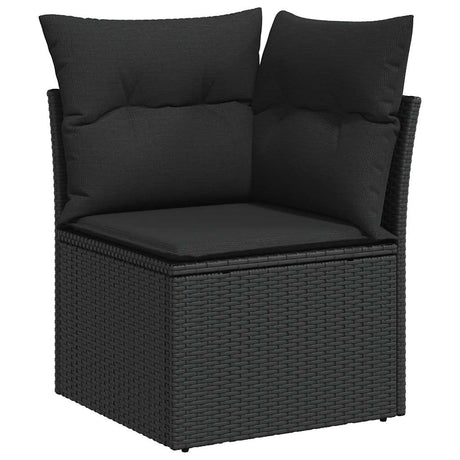 Vidaxl tuinhoekbank met kussens zwart poly rattan