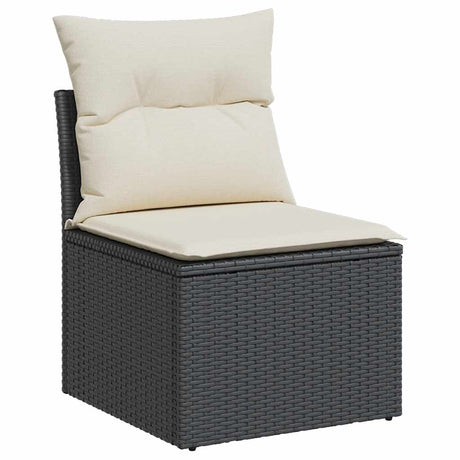 Vidaxl tuinbank zonder armleuning met kussens poly rattan zwart