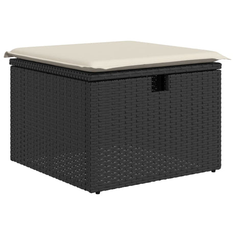 Vidaxl tuinkruk met kussen 55x55x37 cm poly rattan zwart