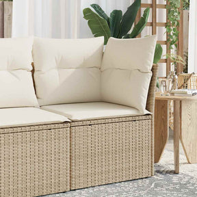 Vidaxl tuinhoekbank met kussens poly rattan beige
